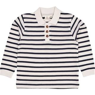 Copenhagen Colors Striped Pique Polo W LS  Navy/Cream Stripe 110 cm  Marineblå  110 cm  Unisex