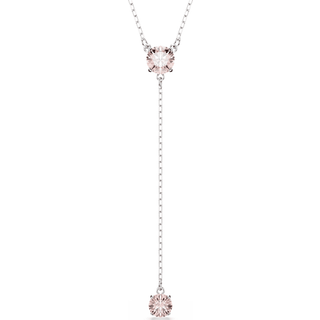 Attract Y-Halskette, Rundschliff, Rosa, Rhodiniert