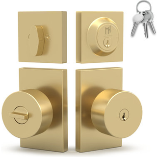 Mega Håndtag - Laura Entry Combo I Entry Door Knob og enkeltcylinder Deadbolt Lock and Key Combo Pack - Heavy Duty Locking Door Knob til venstre