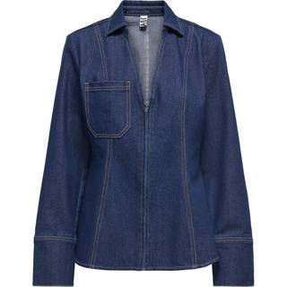 Sally Zip Denimskjorte, Dark Blue Denim, L