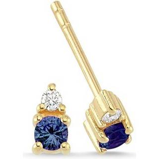 Petit - Blå safir øreringe i 14 kt. guld med brillant på i alt 0,05 ct.