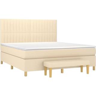 Kontinentalseng Med Madras Stof Farvet Creme - Lodrette striber / 180 x 200 cm