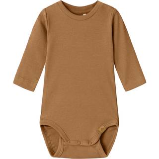 NAME IT Langærmet Rib Body Norro Almond
