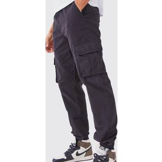 Mens Black Fixed Waist Cargo Joggers