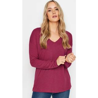 Lts Tall Burgundy Red Vneck Long Sleeve Cotton Tshirt 8 Lts | Tall Women's Basic Tops