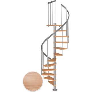 DOLLE Montreal CLASSIC 2 spindeltrappe, Ø120 cm, pearl grey/egetræsfiner - 12 trin