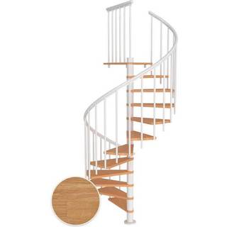 DOLLE Montreal CLASSIC 3 spindeltrappe, Ø160 cm, hvid/olieret eg - 14 trin