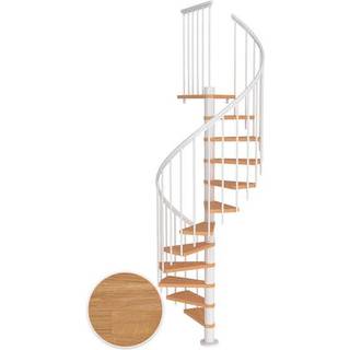 DOLLE Montreal CLASSIC 3 spindeltrappe, Ø120 cm, hvid/olieret eg - 12 trin