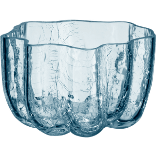 Kosta Boda Crackle Lysestage Circular 58 Mm - Fyrfadsstager Genbrugsglas Blå - 7062423