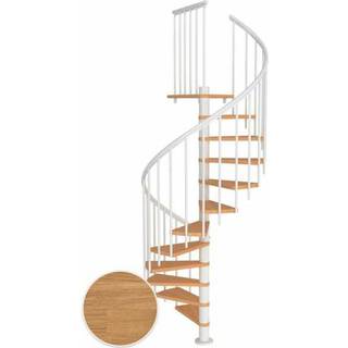 DOLLE Montreal CLASSIC 3 spindeltrappe, Ø140 cm, hvid/olieret eg - 12 trin