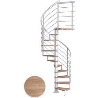 DOLLE Montreal DESIGN spindeltrappe, Ø120 cm, hvid/hvidolieret eg - 14 trin