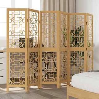 Rumdeler 4 Paneler Massivt Kejsertræ Brun - 6 / 40 x 160 cm