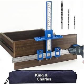 Kabinet Hardware Jig King&Charles Kabinet H?ndtag Jig med 3 stk. spids tr?bor Bits Brug til h?ndtag Tr?kker knopper p? skuffer/d?re Tr?boring Dow
