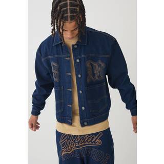 Mens Boxy Indigo Contrast Stitch Denim Jacket