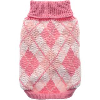 Strikket Hundetrøje - Pink Argyle / Størrelse 30