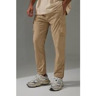 Mens Beige Man Active Gym Technical Cargo Jogger