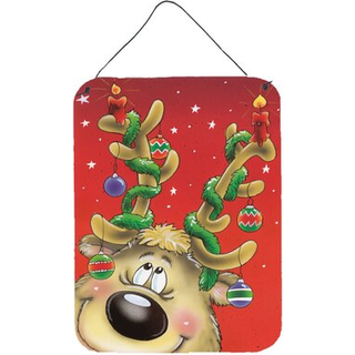 """" Caroline's Treasures Comic Reindeer med dekoreret gevirmur eller dør hængende tryk AAH7206DS1216 16HX12W multicolor """"
