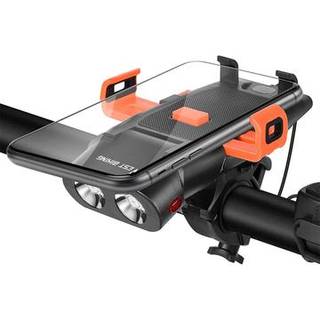 West Biking YP0701321 5-i-1 cykellygte med telefonholder og powerbank-funktion - sort