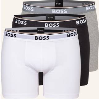 BOSS 3pak underbukser/boksershorts med signaturstribe i sort, hvid og lysegrå til herre.
