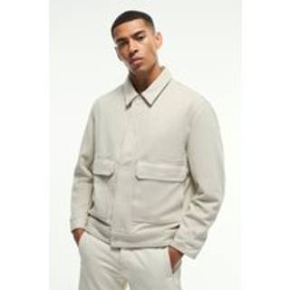 Mens Faux Suede Harrington Jacket In Stone