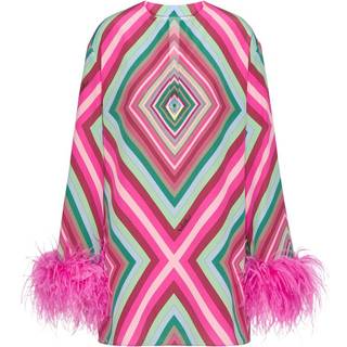 Valentino Feather-trimmed silk crÃªpe de chine minidress - multicoloured - S