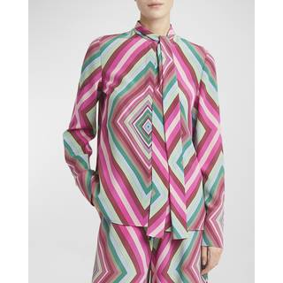 Valentino Tie-neck silk crÃªpe de chine shirt - multicoloured - XL