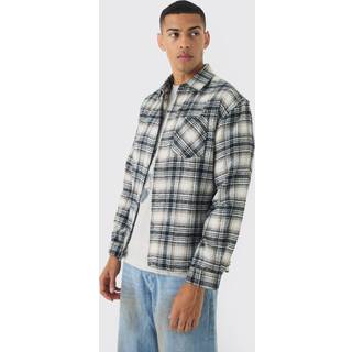 Mens White Oversized check Check Long Sleeve Shirt