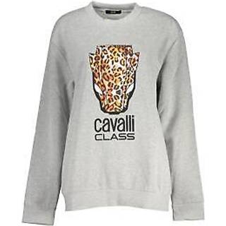 Cavalli Class Chic Gray Crew Neck Fleece Sweatshirt