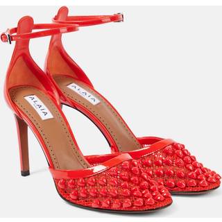 AlaÃ¯a Studded mesh and leather pumps - orange - EU 40