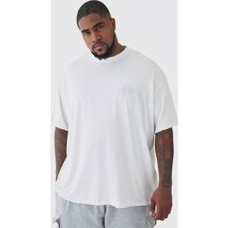 Mens Plus Oversized Man Diamond Embroidered T-shirt In White