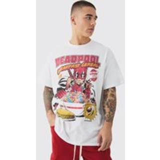 Mens White Oversized Deadpool Cereal License Print T-shirt