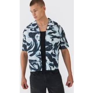 Mens Grey Oversized Boxy Abstract Star Print Shirt