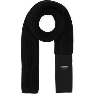Prada Wool and Re-Nylon gabardine scarf - black - One Size