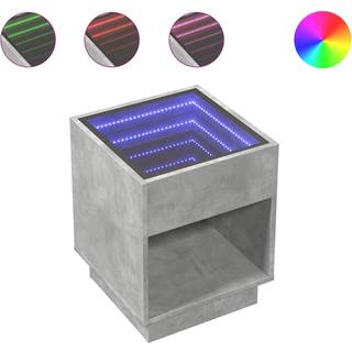 sengebord med Infinity LED-lys 40x40x50 cm betongrå