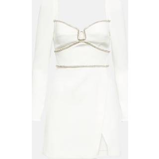 Self-Portrait Embellished long-sleeve minidress - white - XXS