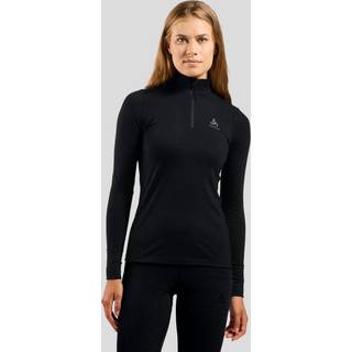 Odlo Women's BL Top Turtle Neck L/S Half Zip Merino 2 Merino undertøj Damer størrelse L farve sort