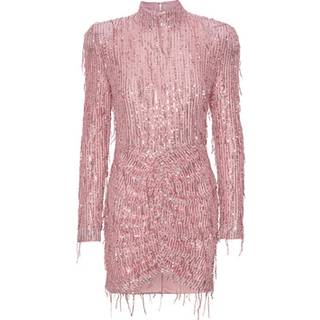 Rotate Fringed ruched lurexÂ® cocktail dress - pink - XL