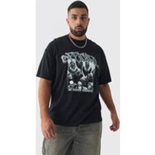 Mens Black Plus Oversized Official Balaclava Print T-Shirt