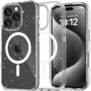 iPhone 16 Pro Max Tech-Protect Flexair Hybrid Bagside Cover - MagSafe Kompatibel - Gennemsigtig / Glitter