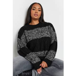 Yours Curve Yours Curve Black Cable Stripe Mix Jumper