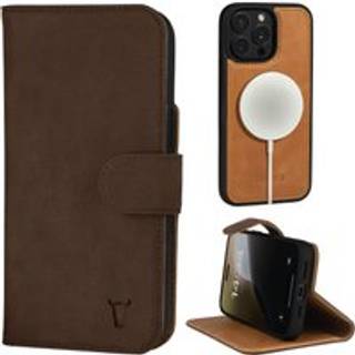 iPhone 15 Pro Nubuck Leather Wallet Case (with Detachable Cover) - Nubuck Dark Brown