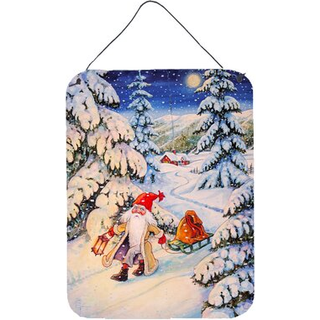 """" Caroline's Treasures Christmas Gnome, der trækker en slædevæg eller dør hængende tryk ACG0144DS1216 16HX12W flerfarvet """"