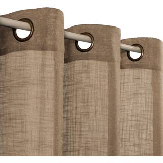 Voilybird Latte Brown Grommet linned gardiner 84 tommer l?ngde til sovev?relse Boho semi ren gardiner 2 paneler