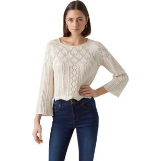 Vero Moda - Hvid - Vmginger 3/4 Boatneck Pullover Ga N - Small