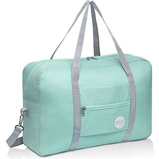 Wandf sammenfoldelig rejse Duffel Bag Bagage Sports Gym Vandbestandig Nylon (D-Mint Green med rem)
