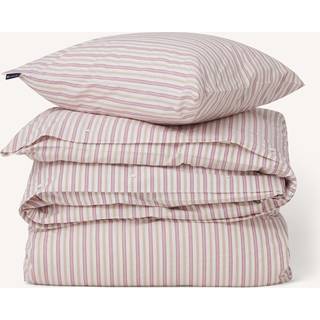 Lexington Dobby striped cotton poplin sengesæt Rød-beige-hvid