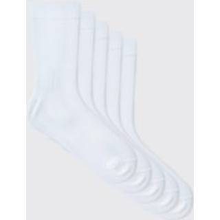 Mens White 5 Pack Plain Socks