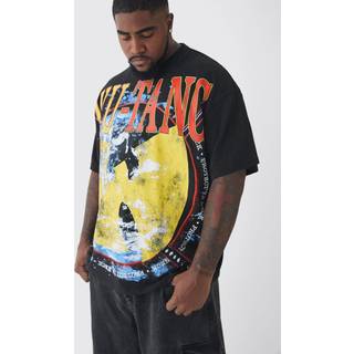 Mens Black Plus Oversized Wu-Tang Large Scale License Print T-Shirt