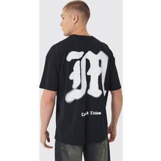 Mens Black Oversized Fit Spray M Print T-shirt