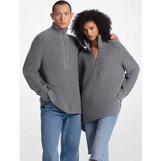 MK Wool and Cashmere Blend Half-Zip Jumper - Grey - Michael Kors - XXS